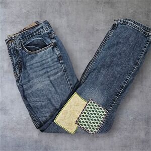 Wrangler Jeans Co Slim Straight Women's Denim Pants Upcycled Patches Size 29x32